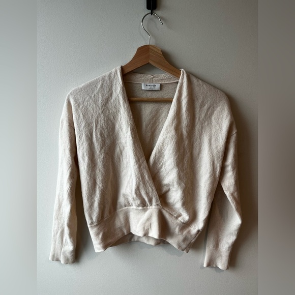 Aritzia Babaton Merino Wool Ivory Jotham Wrap Sweater - Picture 4 of 6